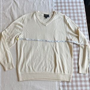 Club Room Men's V-Neck Sweater in Cream